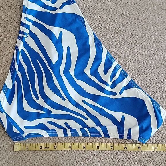 Niptuck Blue and White Zebra Print Bikini Swimsuit Bottom Size 6 - Picture 8 of 13